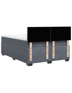 Giroletto a Molle con Materasso Grigio Scuro 140x190 cm Velluto