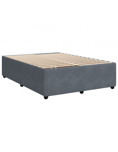 Giroletto a Molle con Materasso Grigio Scuro 140x200 cm Velluto