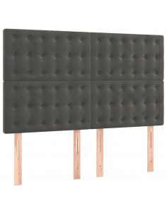 Giroletto a Molle con Materasso Grigio Scuro 140x200 cm Velluto