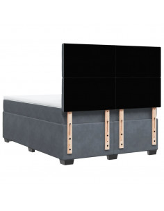 Giroletto a Molle con Materasso Grigio Scuro 140x200 cm Velluto