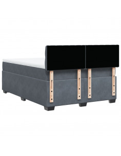 Giroletto a Molle con Materasso Grigio Scuro 160x200 cm Velluto