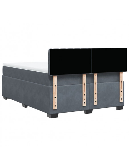 Giroletto a Molle con Materasso Grigio Scuro 160x200 cm Velluto