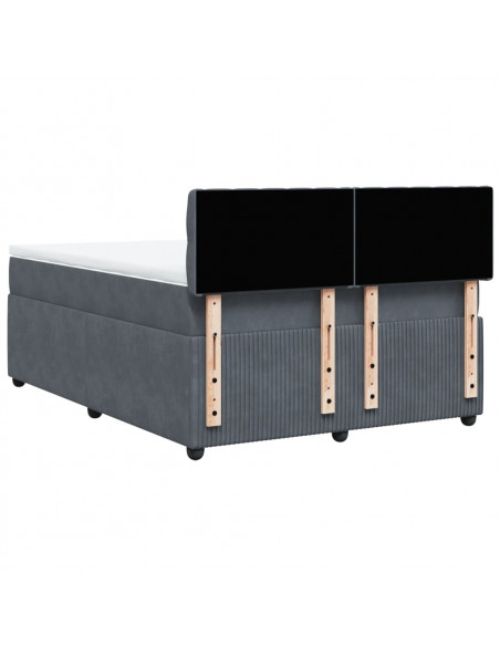Giroletto a Molle con Materasso Grigio Scuro 160x200 cm Velluto