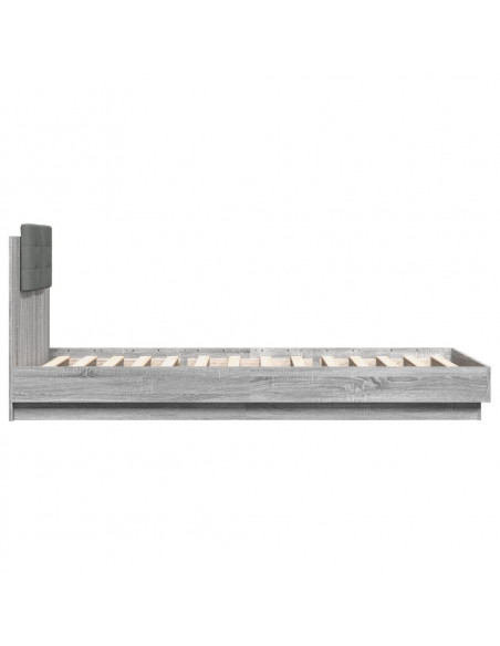 Giroletto con Testiera e LED Grigio Sonoma 100x200 cm