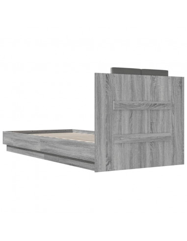 Giroletto con Testiera e LED Grigio Sonoma 100x200 cm