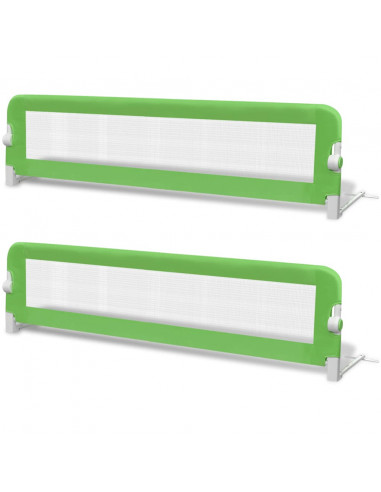 Sponde Letto per la Sicurezza dei Bambini 2 pz Verde 150x42 cm