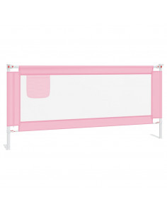 Sponda Letto di Sicurezza per Bambini Rosa 200x25 cm in Tessuto