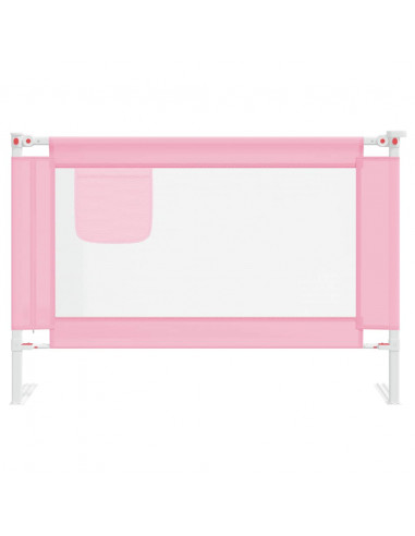 Sponda Letto di Sicurezza per Bambini Rosa 100x25cm in Tessuto
