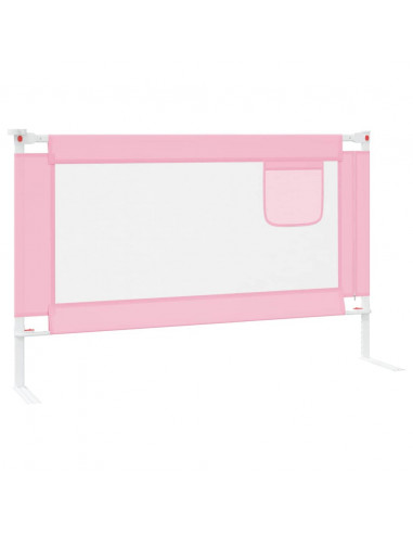 Sponda Letto di Sicurezza per Bambini Rosa 120x25 cm in Tessuto