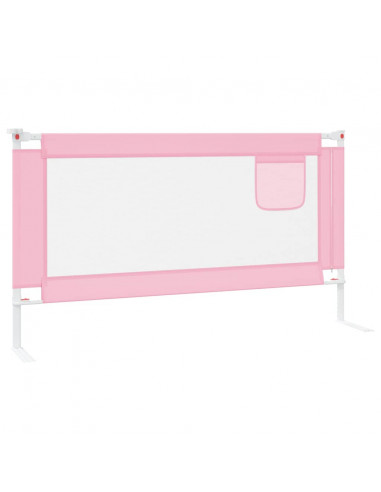 Sponda Letto di Sicurezza per Bambini Rosa 150x25 cm in Tessuto