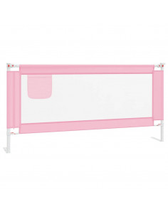 Sponda Letto di Sicurezza per Bambini Rosa 190x25 cm in Tessuto