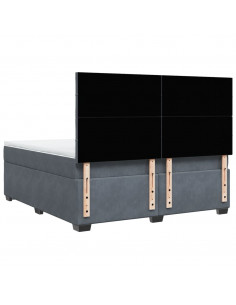 Giroletto a Molle con Materasso Grigio Scuro 180x200 cm Velluto