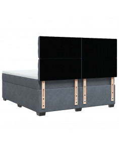 Giroletto a Molle con Materasso Grigio Scuro 180x200 cm Velluto