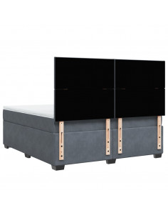 Giroletto a Molle con Materasso Grigio Scuro 180x200 cm Velluto