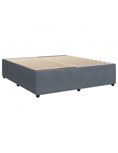 Giroletto a Molle con Materasso Grigio Scuro 180x200 cm Velluto