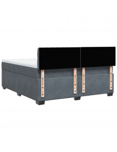 Giroletto a Molle con Materasso Grigio Scuro 180x200 cm Velluto