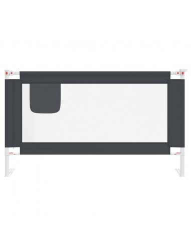 Sponda Letto Sicurezza Bambini Grigio Scuro 140x25 cm Tessuto