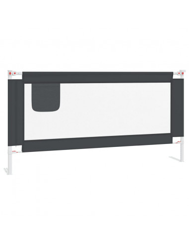 Sponda Letto Sicurezza Bambini Grigio Scuro 180x25 cm Tessuto
