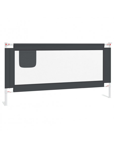 Sponda Letto Sicurezza Bambini Grigio Scuro 180x25 cm Tessuto