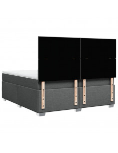 Giroletto a Molle con Materasso Grigio Scuro 200x200 cm Tessuto