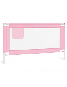 Sponda Letto di Sicurezza per Bambini Rosa 140x25 cm in Tessuto