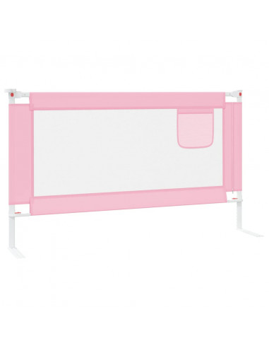 Sponda Letto di Sicurezza per Bambini Rosa 140x25 cm in Tessuto