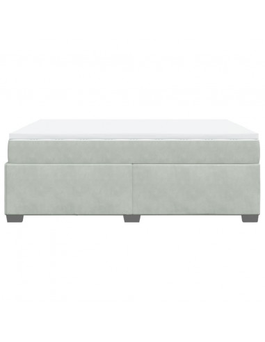 Giroletto a Molle con Materasso Grigio Chiaro 140x190cm Velluto