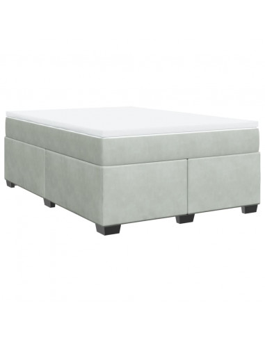 Giroletto a Molle con Materasso Grigio Chiaro 140x190cm Velluto