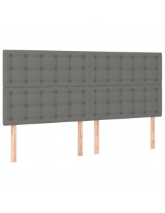 Giroletto a Molle con Materasso Grigio Scuro 200x200 cm Tessuto