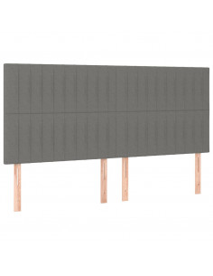 Giroletto a Molle con Materasso Grigio Scuro 200x200 cm Tessuto