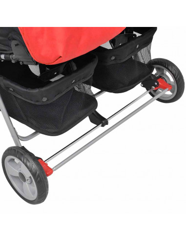 Passeggino Gemellare in Acciaio Rosso e Nero