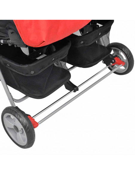 Passeggino Gemellare in Acciaio Rosso e Nero