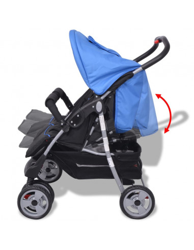 Passeggino Gemellare in Acciaio Blu e Nero