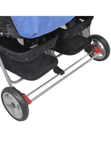Passeggino Gemellare in Acciaio Blu e Nero