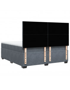 Giroletto a Molle con Materasso Grigio Scuro 200x200 cm Velluto