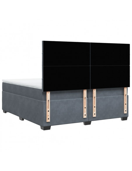 Giroletto a Molle con Materasso Grigio Scuro 200x200 cm Velluto