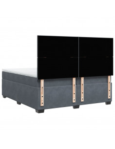 Giroletto a Molle con Materasso Grigio Scuro 200x200 cm Velluto