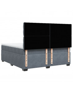 Giroletto a Molle con Materasso Grigio Scuro 200x200 cm Velluto