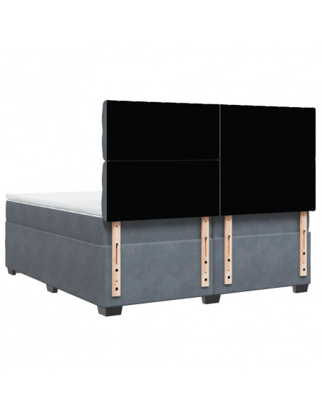 Giroletto a Molle con Materasso Grigio Scuro 200x200 cm Velluto