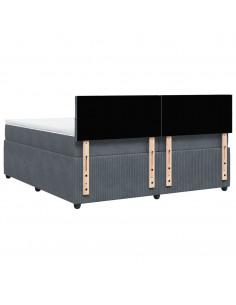 Giroletto a Molle con Materasso Grigio Scuro 200x200 cm Velluto