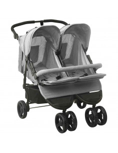 Passeggino Gemellare Grigio Chiaro in Acciaio
