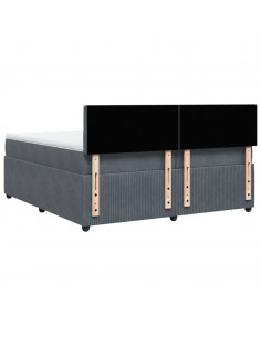 Giroletto a Molle con Materasso Grigio Scuro 200x200 cm Velluto