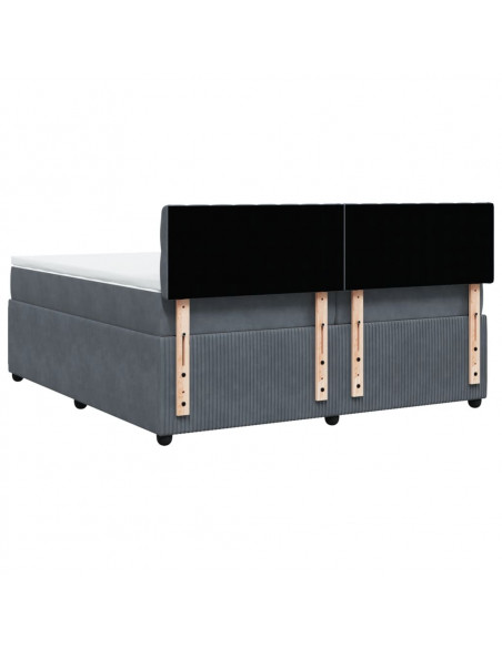 Giroletto a Molle con Materasso Grigio Scuro 200x200 cm Velluto