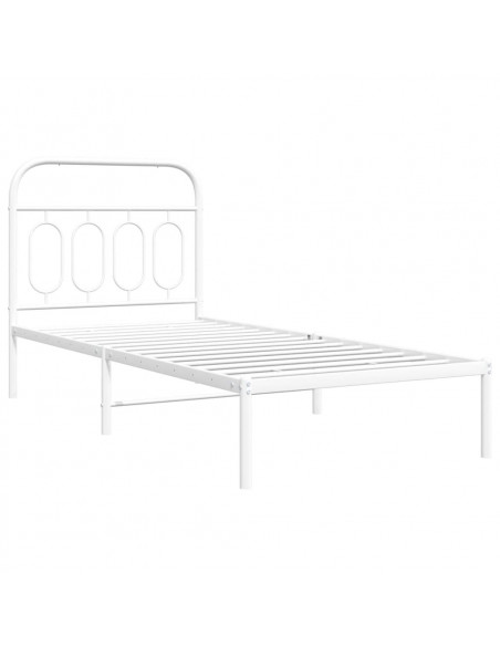 Giroletto con Testiera Metallo Bianco 90x190 cm