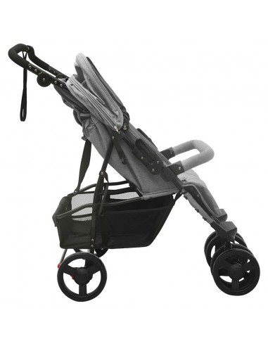 Passeggino Gemellare Grigio Chiaro in Acciaio