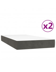 Giroletto a Molle con Materasso Grigio Scuro 200x200 cm Velluto