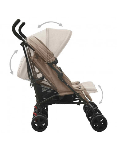 Passeggino Gemellare Grigio Talpa in Acciaio