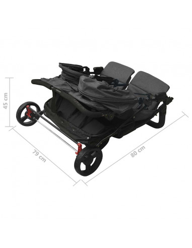 Passeggino Gemellare Antracite in Acciaio