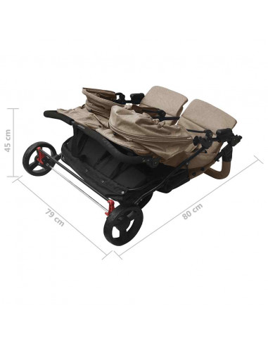 Passeggino Gemellare Grigio Talpa in Acciaio