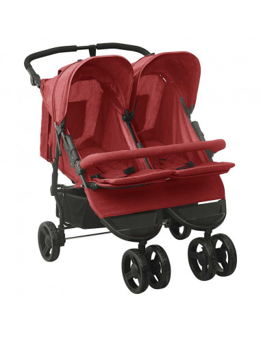 Passeggino Gemellare Rosso in Acciaio